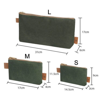 Electrician Tool Carrying Bag For Hand Tools Khaki - wet wax Oxford cloth organizer pouch with zipper (sizes L 31x17x6cm M 17x11.5x4cm S 14.5x9x3cm)