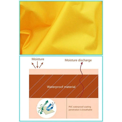 Children's Cartoon Dinosaur Fashion Raincoat for Rainy Days, Size M - Yellow Waterproof Material Closeup