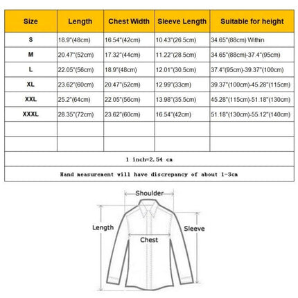 Children's Cartoon Dinosaur Fashion Raincoat for Rainy Days, Size M sizing chart and measurement diagram