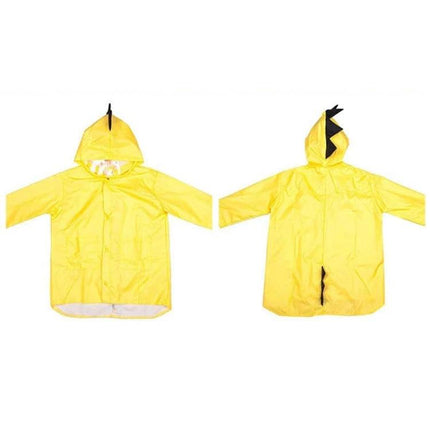 Children's Cartoon Dinosaur Fashion Raincoat for Rainy Days, Size L - Yellow hooded kids raincoat with playful dinosaur spikes