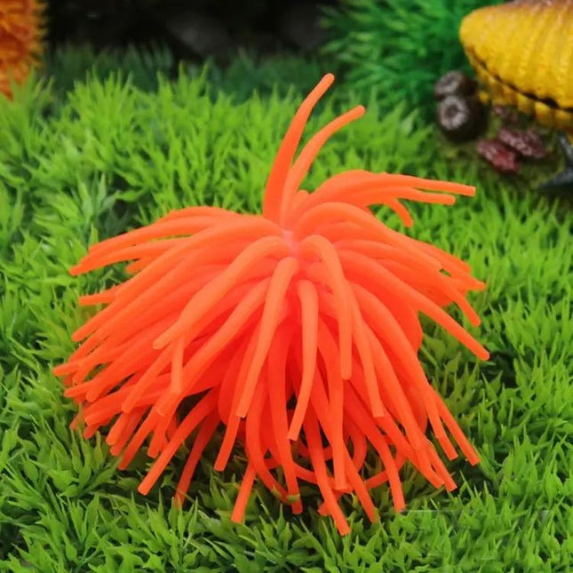TPR Sea Urchin Aquarium Decor, 7 cm Ball, Small For Freshwater Tanks