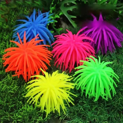TPR Sea Urchin Aquarium Decor, 7 cm Ball, Small For Freshwater Tanks | Syndmart