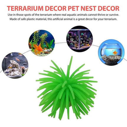 TPR Sea Urchin Aquarium Decor, 7 cm Ball, Small For Freshwater Tanks | Syndmart