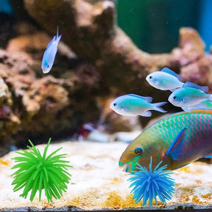 TPR Sea Urchin Aquarium Decor, 7 cm Ball, Small For Freshwater Tanks | Syndmart