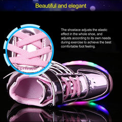 K02 LED Light Up Roller Skating Shoes with Single Wheel - Size 35