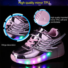 K02 LED Light Up Roller Skating Shoes with Single Wheel - Size 35