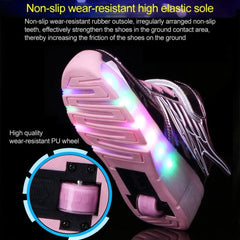 K02 LED Light Up Roller Skating Shoes with Single Wheel - Size 35