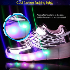 K02 LED Light Up Roller Skating Shoes with Single Wheel - Size 35