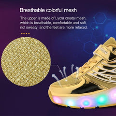 K03 Dual-Function LED Roller Skating Shoes with Mesh Design, Size 34