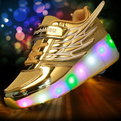 Zapatillas de patinaje sobre ruedas con LED y función dual K03 con diseño de malla, talla 34