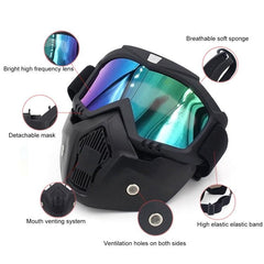 Casque de moto tout-terrain Masque Lunettes de protection coupe-vent détachables