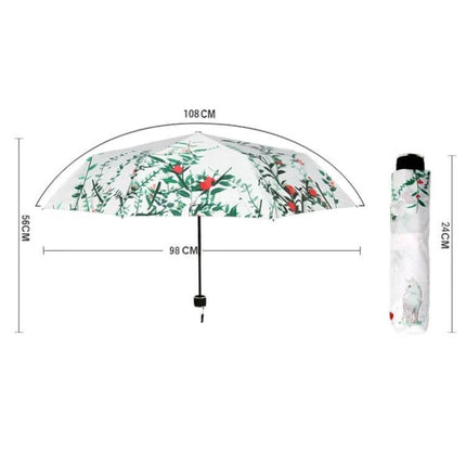 Foldable Sunshade Umbrella with UV and Rain Protection Design - compact floral print, 108cm canopy, folds to 24cm for commuters