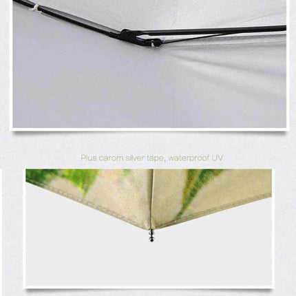 Cat Pattern Folding Umbrella for Sun and Rain Protection, compact UPF 40+ silver-coated umbrella showing frame and waterproof seam details