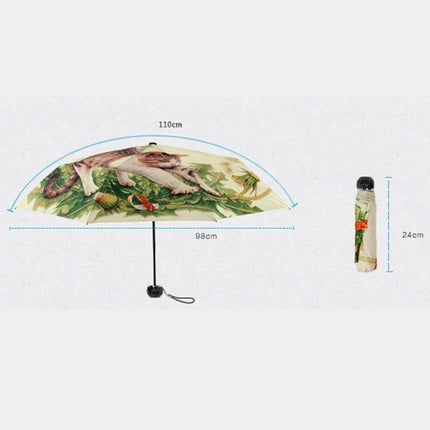 Cat Pattern Folding Umbrella for Sun and Rain Protection — compact UPF 40+ silver coating, 98cm canopy, folds to 24cm for travel