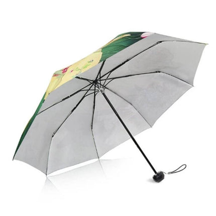 Folding Umbrella with UV Protection for Sun and Rain Use – compact UPF 50+ silver-coated travel umbrella