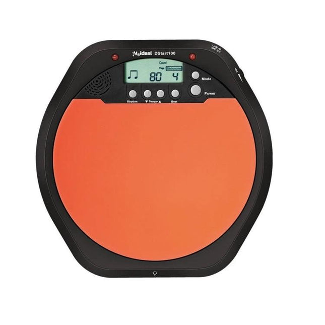 Metronome for Everyday Drumming Practice and Music Training - orange practice pad with digital display and tempo controls