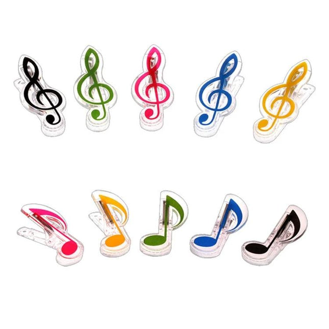 Set of Music Note Shaped Book Clips for Daily Reading - colorful treble clef and note page clips in black, green, pink, blue, yellow for books