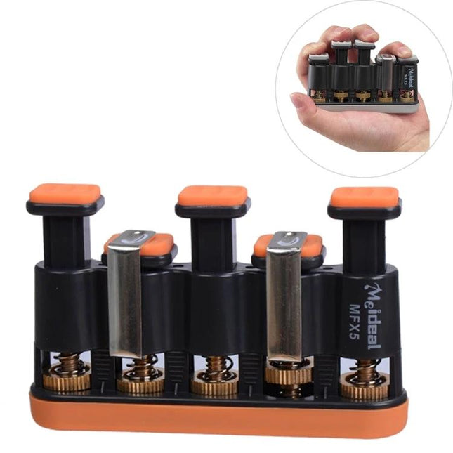 Finger Exerciser for Daily Music Practice and Hand Strength hand-held four-button spring trainer for guitar piano dexterity