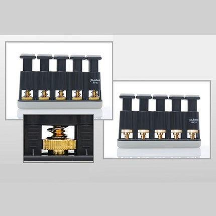 Finger Exerciser for Daily Music Practice and Hand Strength, black adjustable 5-button hand trainer for guitar and piano