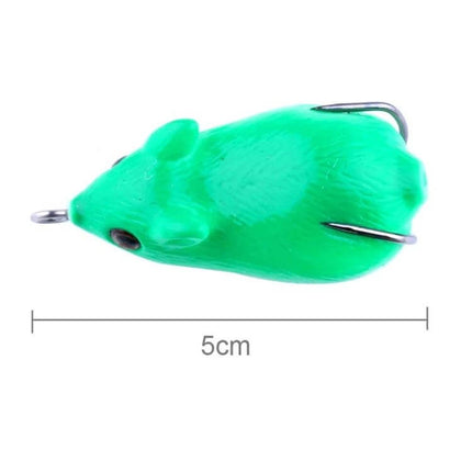 HengJia 5cm Biomimetic Mouse Fishing Lure For Freshwater bright green 5cm soft plastic mouse bait with hooks for freshwater predatory fish