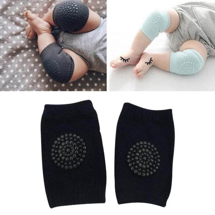 Baby Knee and Elbow Guard Pads for Crawling and Walking Grey soft padded non-slip knee elbow protectors for infants during crawling and first steps