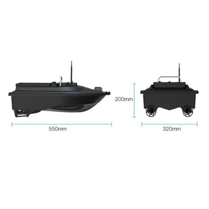 GPS RC Fishing Boat With Double Motors For Outdoor Use EU Plug – black dual-motor GPS baitboat 550x320x200mm for lakes and coastal trolling