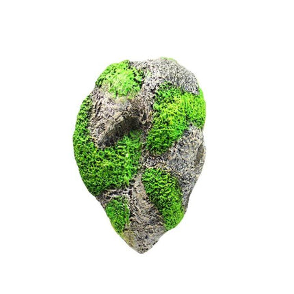 Floating Pumice Stone Aquarium Ornament, Large 13x21 cm - resin floating stone with green moss accents for adjustable depth aquarium decor