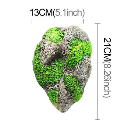 Floating Pumice Stone Aquarium Ornament, Large 13x21 cm - resin floating mossy stone for adjustable-depth aquarium décor