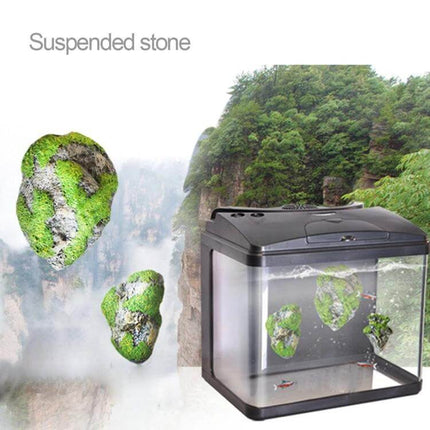 Floating Pumice Stone Aquarium Ornament, Large 13x21 cm suspended resin stone decor floating at adjustable depth in glass aquarium
