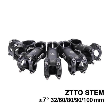 Bicycle Handlebar Stem 100mm For Front Fork Mounting - 3D forged AL6061 alloy, 31.8mm clamp, ±7° rise, lightweight black stem