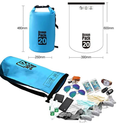 Waterproof 20L Dry Sack Double Shoulder Bag For Outdoor Activities