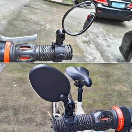 Rearview Mirror for Mountain Bike, 360 Degree Rotation mounted on handlebar with glass lens and ABS housing for clear rear visibility