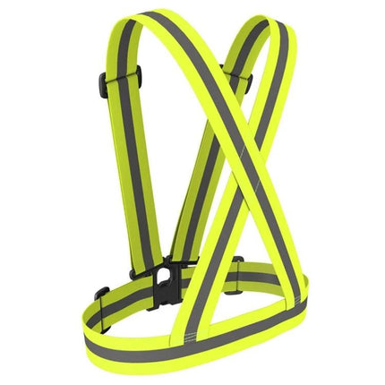 Reflective Neon Green Safety Vest for Night Running and Riding high-visibility adjustable cross-back vest for evening running and cycling