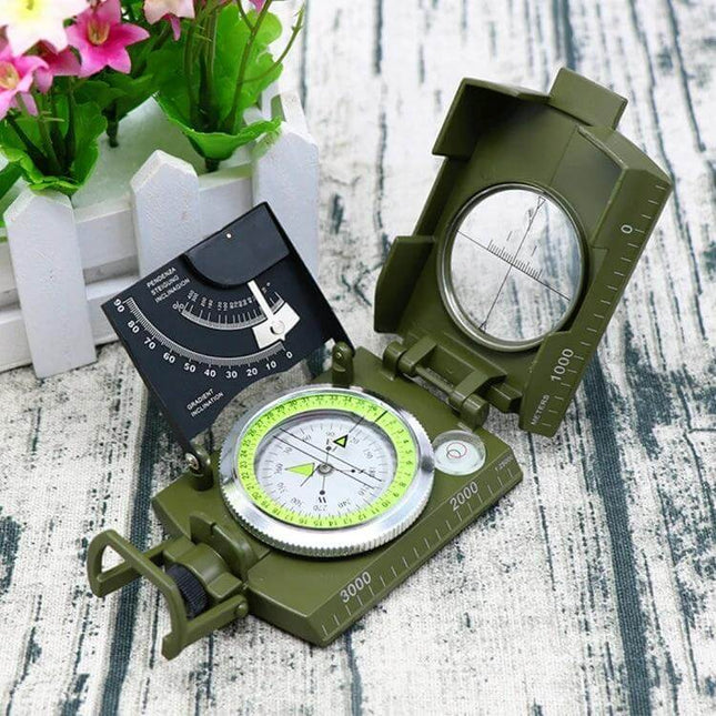 GoldGood Pocket Prismatic Compass For Outdoor Navigation With Luminous Display - compact metal hiking compass with luminous dial and sighting mirror