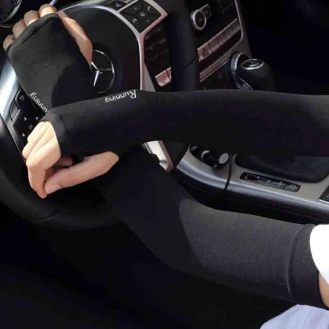 Ice Silk UV Protection Sleeves with Open Fingers for Daily Outdoors | Syndmart