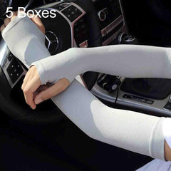 UV Protection Ice Silk Sleeves - 5 Stylish Boxes, Open Finger Design for Ultimate Comfort and Freshness