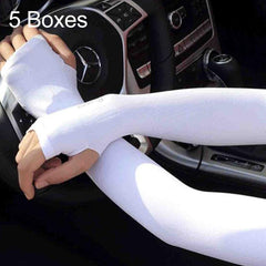 UV Protection Ice Silk Sleeves - 5 Stylish Boxes, Open Finger Design for Ultimate Comfort and Freshness