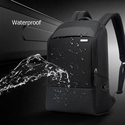 Bopai Waterproof Anti-Theft Large Capacity Shoulder Bag showing water-resistant polyester surface with water droplets and splash, secure anti-theft design