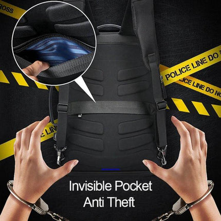 Bopai Waterproof Anti-Theft Large Capacity Shoulder Bag showing back with invisible anti-theft pocket and water-resistant material