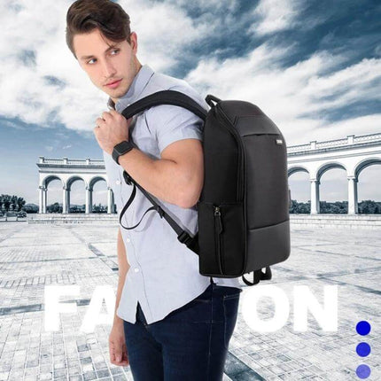 Bopai Waterproof Anti-Theft Large Capacity Shoulder Bag shown on a man wearing it for daily commute and light travel, water-resistant anti-theft design