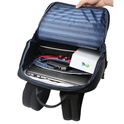 Bopai Waterproof Anti-Theft Large Capacity Shoulder Bag open showing organized compartments with laptop, accessories and packed items