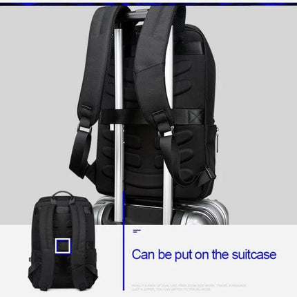 Bopai Waterproof Anti-Theft Large Capacity Shoulder Bag on suitcase handle, water-resistant anti-theft commuter bag