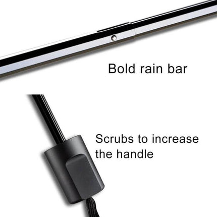 Foldable Black Waterproof Umbrella for Daily Outdoor Use showing metal shaft and black handle close-up