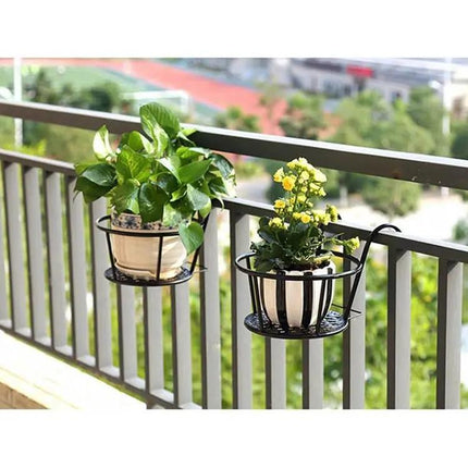 Iron Railing Plant Shelf For Hanging Flowerpots Indoors