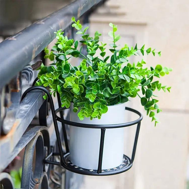 Iron Railing Plant Shelf For Hanging Flowerpots Indoors