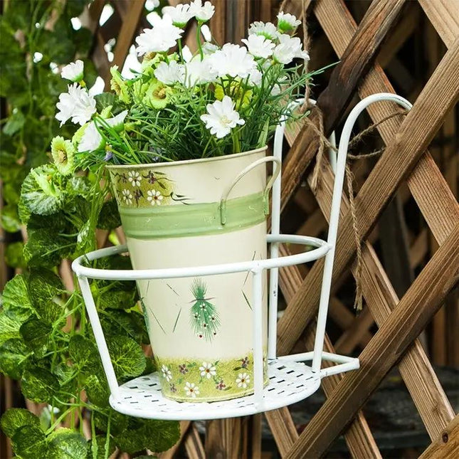Iron Railing Plant Shelf For Hanging Flowerpots Indoors