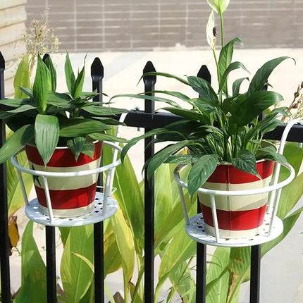 Iron Railing Plant Shelf For Hanging Flowerpots Indoors