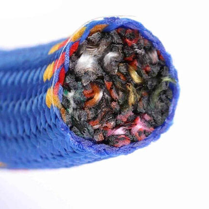 Climbing Auxiliary Rope 20m For Outdoor Use And Safety - 10mm blue polyester braided auxiliary rope close-up cross-section