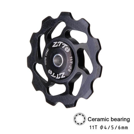 Bicycle Derailleur Ceramic Bearing for Smooth Shifting - black 11T jockey pulley with ceramic bearing for reduced friction and reliable gear changes