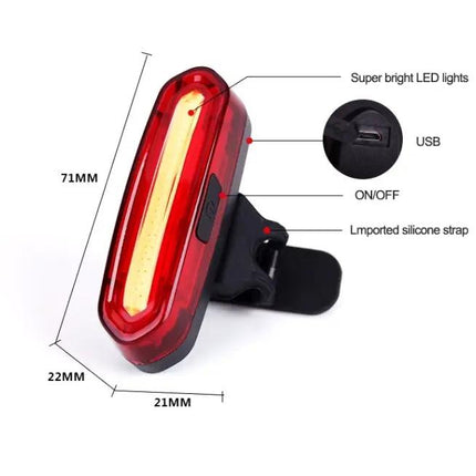 Bike Taillight for Night Riding USB Rechargeable Dual Color Red and Blue
